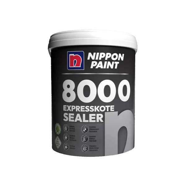 Nippon Paint 8000 Expresskote Sealer container, designed for effective surface sealing with excellent mildew resistance and color retention. Ideal for various interior and exterior applications.