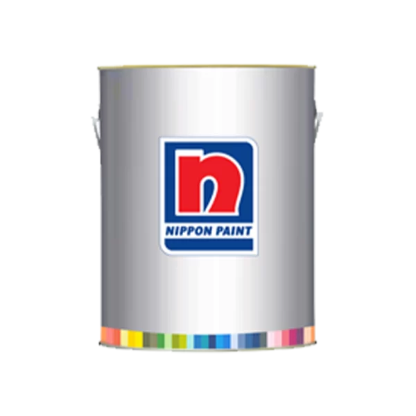 Nippon Paint canister featuring the brand logo, designed for high-quality painting and finishing solutions, with a colorful stripe at the bottom indicating a range of color options.