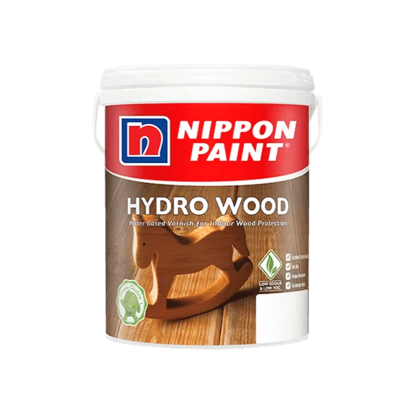 Nippon Paint Hydro Wood is a water-based varnish designed for indoor wood protection, featuring low VOC and eco-friendly certification. Ideal for enhancing and safeguarding wooden surfaces.