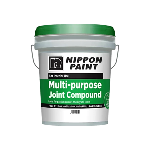Nippon Paint Multi-purpose Joint Compound for interior use, ideal for patching cracks and drywall joints, featuring fast drying, good leveling, and excellent workability.
