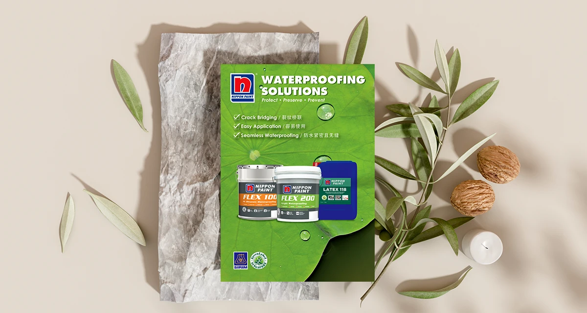 Nippon Paint Waterproofing Solutions colour card on table