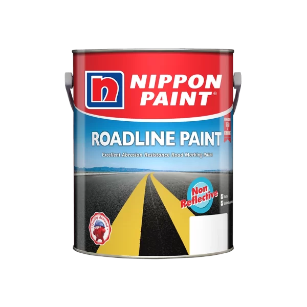Nippon Paint Roadline Paint, a quick-dry synthetic resin for road marking, featuring resistance to blushing, excellent adhesion, and long durability. Ideal for creating clear and durable road lines.