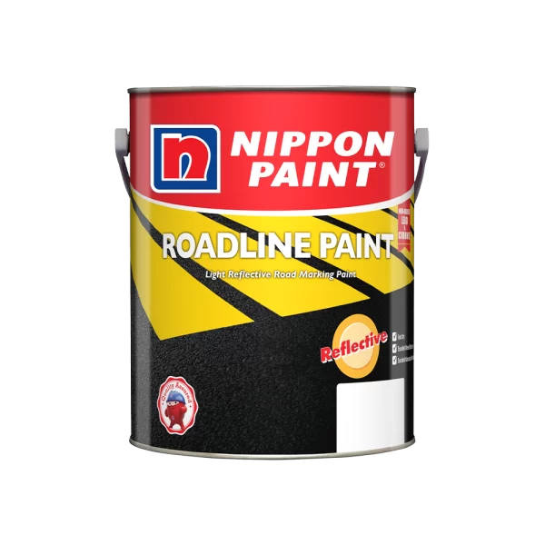 Nippon Paint Roadline Paint can, featuring light reflective properties for road marking. Ideal for enhancing visibility and safety on roads, this durable paint is designed for long-lasting performance.
