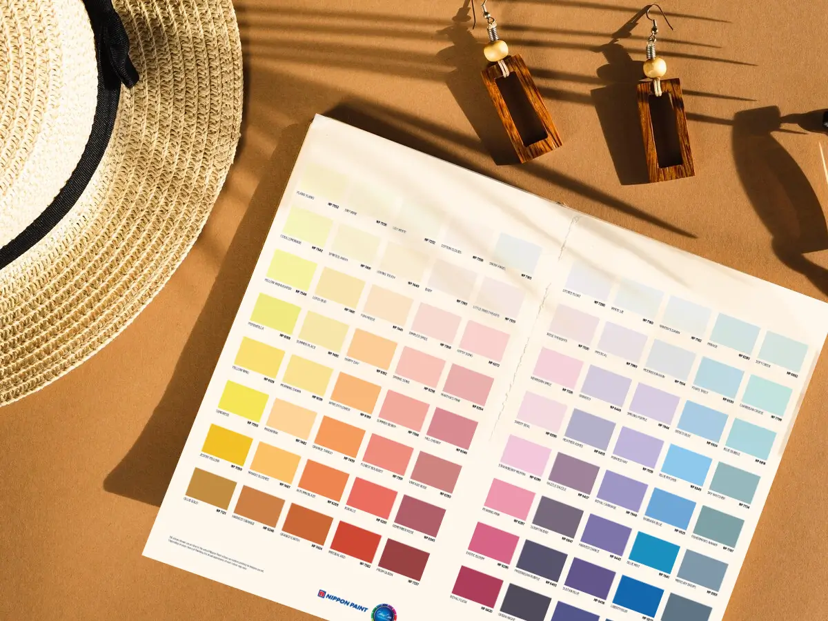 Nippon Paint colour card showing colour chart on table