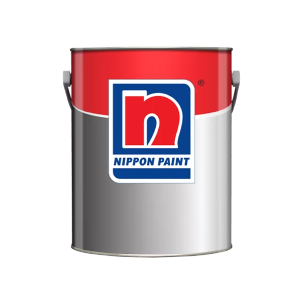 Nippon Paint branded paint can featuring a vibrant red lid and a sleek silver body, ideal for home and commercial use.
