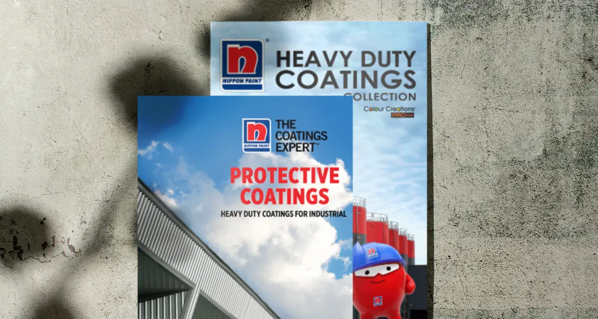 Nippon Paint Protective Coatings and Heavy Duty Coatings colour cards on wall