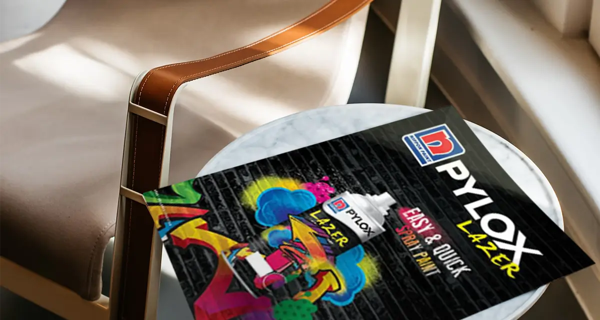 Nippon Paint Pylox Lazer colour card on chair