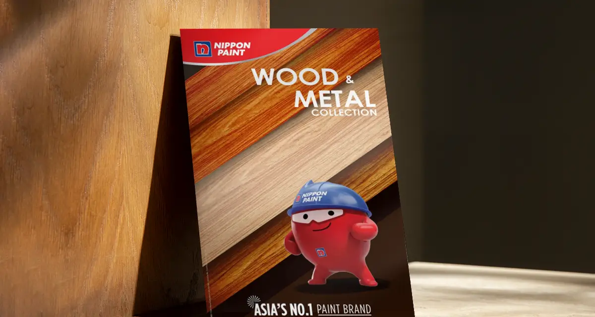 Nippon Paint Wood & Metal Collection colour card on wall