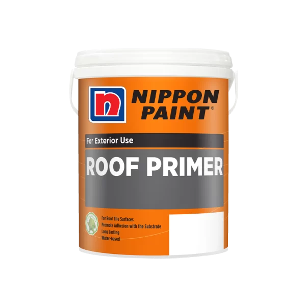 Nippon Paint Roof Primer for exterior use, designed for roof tile surfaces. Promotes adhesion with the substrate, long-lasting, and water-based formulation. Ideal for enhancing roof durability.