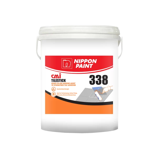 Nippon Paint CMI TileStick 338, a ready-to-use bonding agent designed to enhance tile adhesion, featuring excellent bond strength and ideal for various surfaces including bathrooms and kitchens.