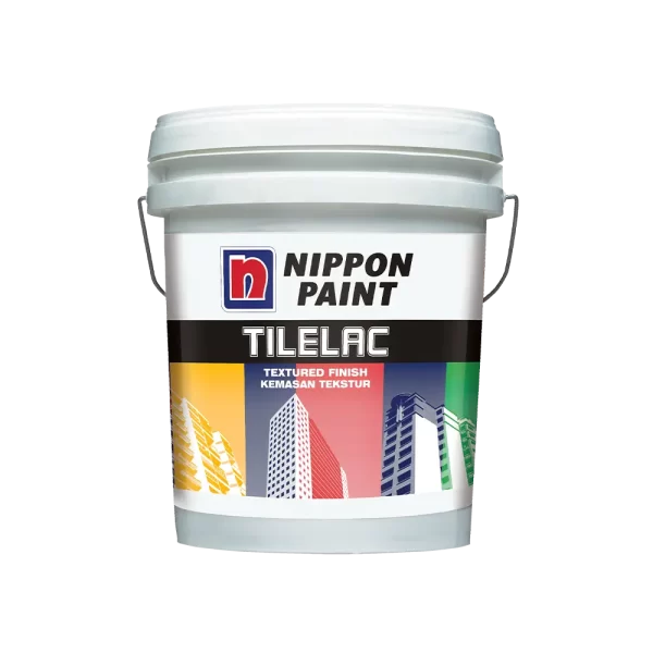 Nippon Paint Tilelac textured finish paint canister, designed for enhancing surfaces with a vibrant and durable finish, ideal for both residential and commercial applications.