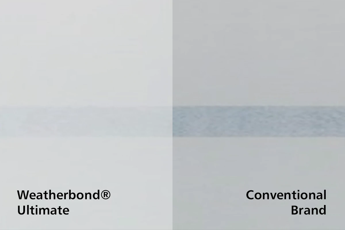 Comparison of Nippon Paint's Weatherbond® Ultimate on the left and a conventional brand on the right, highlighting superior color consistency and coverage.