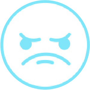 A blue emoticon depicting a frowning face, expressing disappointment or frustration, ideal for conveying negative feedback related to painting projects using Nippon Paint products.