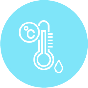 Icon representing temperature measurement and moisture, emphasizing the importance of climate conditions in paint application. Nippon Paint products ensure optimal performance in various weather conditions.