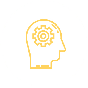 Iconic illustration of a human head with a gear symbolizing creativity and innovation, representing Nippon Paint's commitment to inspiring smart design solutions in the painting and coating industry.