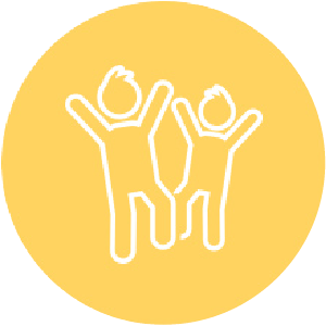 Illustration of two joyful figures celebrating against a bright yellow background, symbolizing happiness and creativity, ideal for promoting Nippon Paint's vibrant color range.