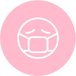 Illustration of a sad face wearing a mask, representing health and safety concerns. Nippon Paint emphasizes the importance of safe environments through its innovative products.