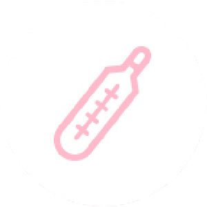 Pink thermometer icon representing temperature measurement, suitable for health and wellness topics, associated with Nippon Paint for safe indoor environments.