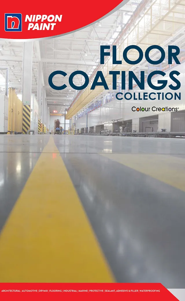 Nippon Paint Floor Coatings Collection showcasing a spacious industrial floor with yellow safety lines, highlighting durable and protective flooring solutions for various applications.